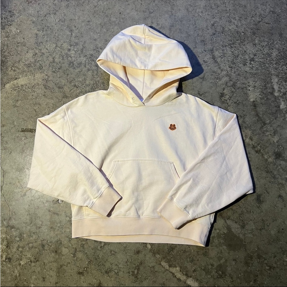 Kenzo Molleton Organic Tiger Oversized Cropped Hoodie